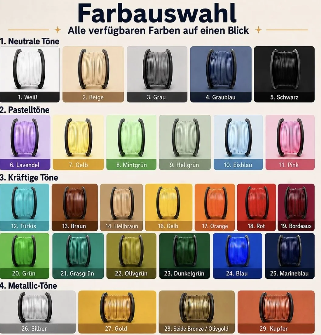 Gesamtübersicht der Print & Pulse Filamentfarben
